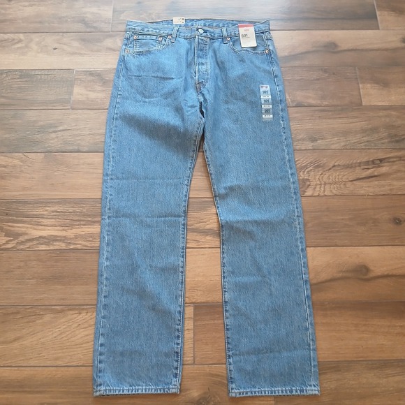 Levi's Jeans Mens 36x34 Blue Denim 501 Original Straight Leg Button Fly